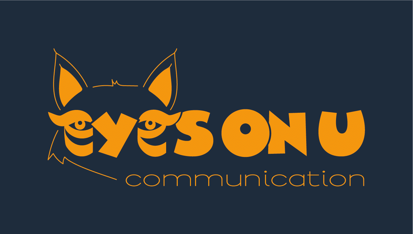 LOGO EYES ON U - Fond bleu - Agence communication