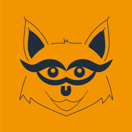 LOGO MASCOTTE LYNX EYES ON U - Fond orange - Agence communication qui attire tous les regards